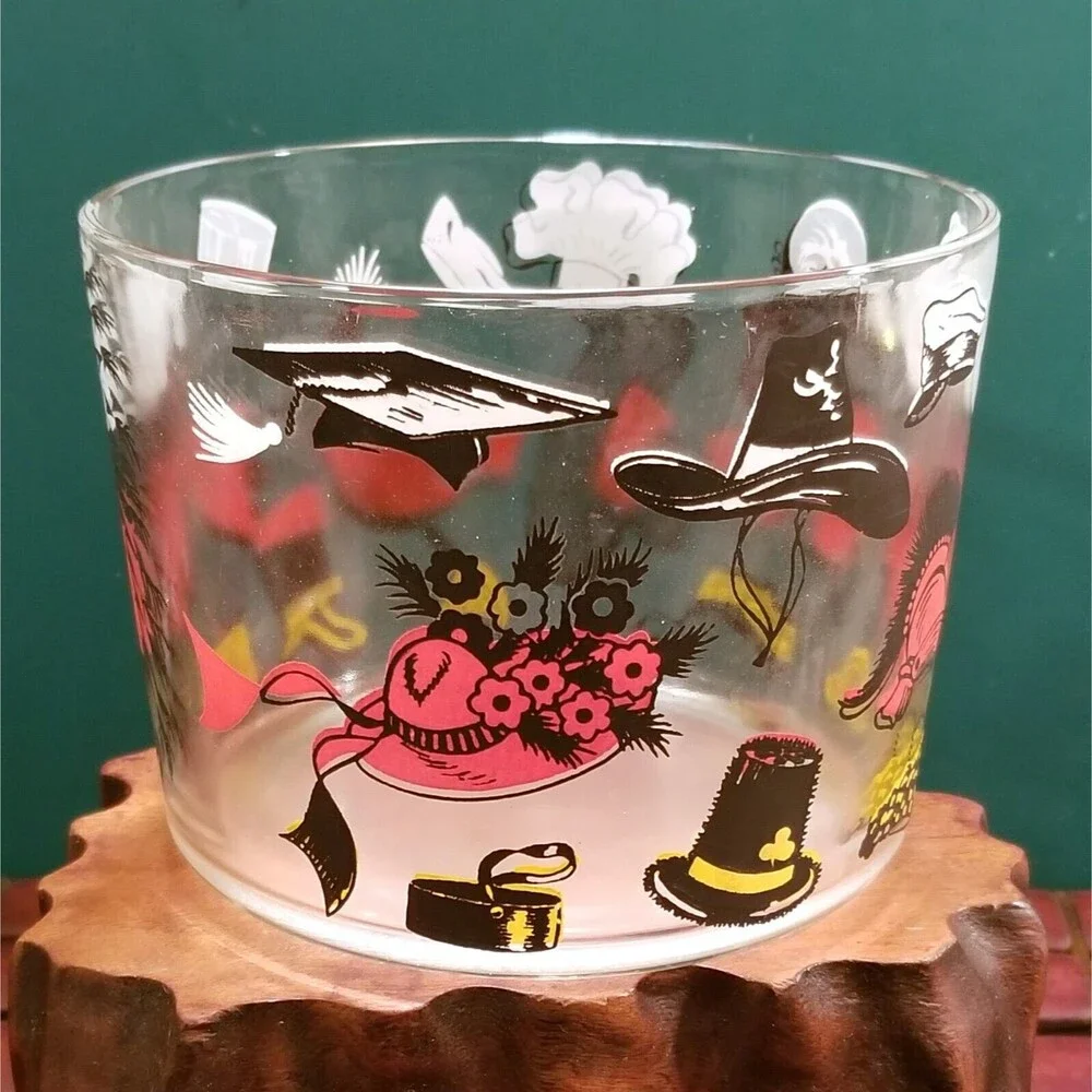 Vintage Mid Century Hats Ice Bucket / Snack Bowl / Tip Bucket 4.25